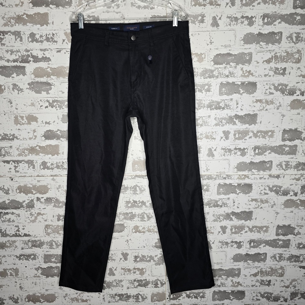 NEW Marc Asher Pants Mens 32x31 Black Classic Fit Straight Leg Flat Front Chino